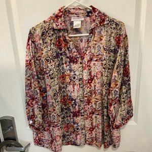 1X rayon multicolored blouse, 26” long.
